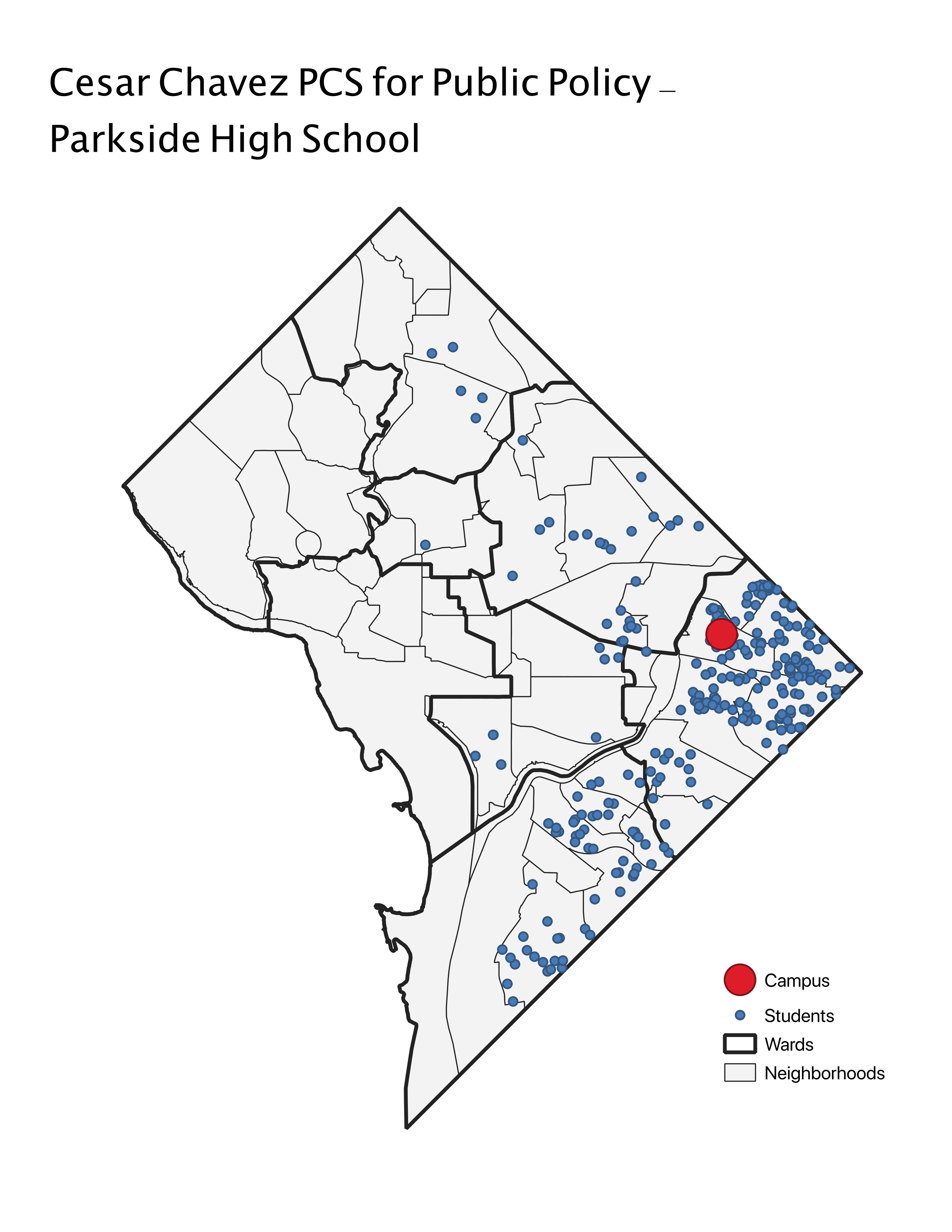 Cesar Chavez PCS for Public Policy - Parkside High School 2019 Student Location Map.jpeg