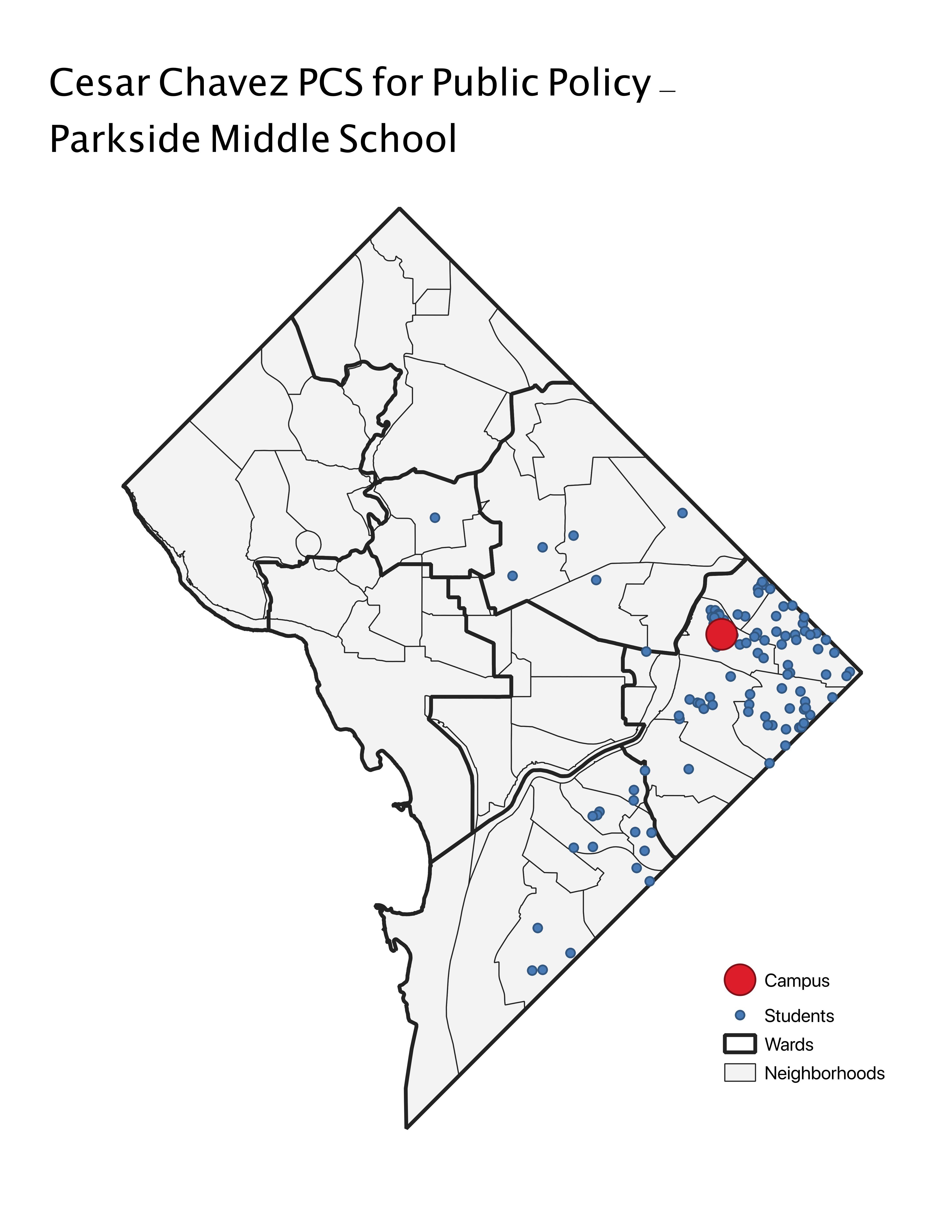 Cesar Chavez PCS for Public Policy - Parkside Middle School 2019 Student Location Map.jpeg