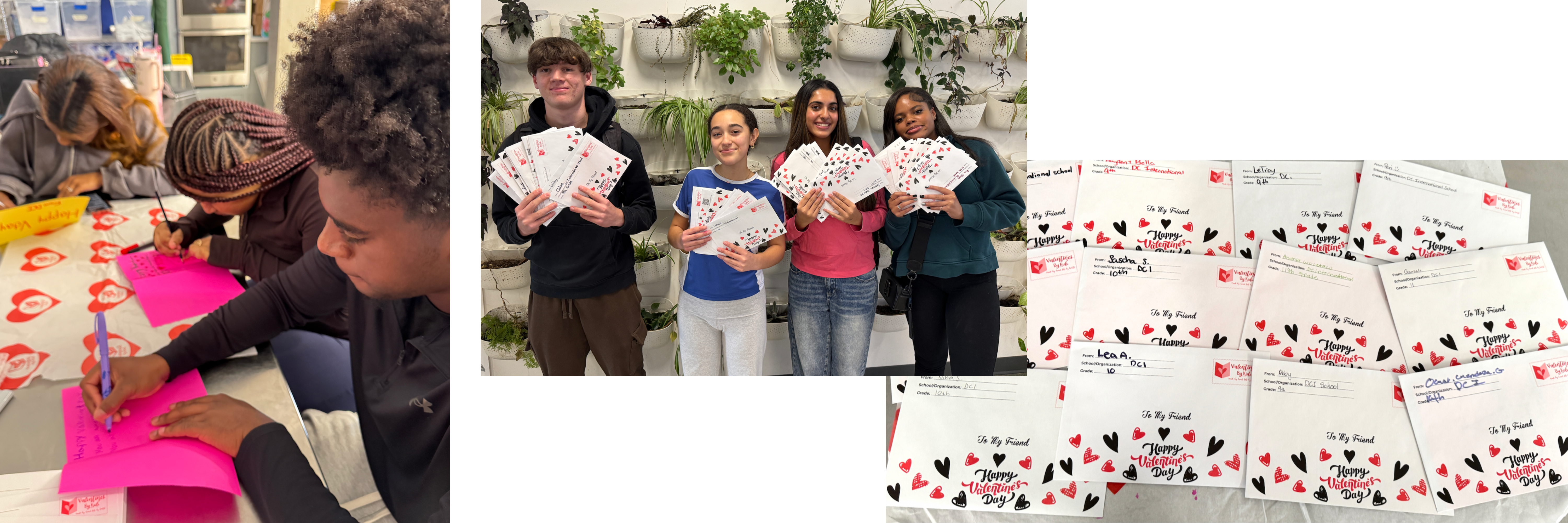 selection of images of students making valentine cards