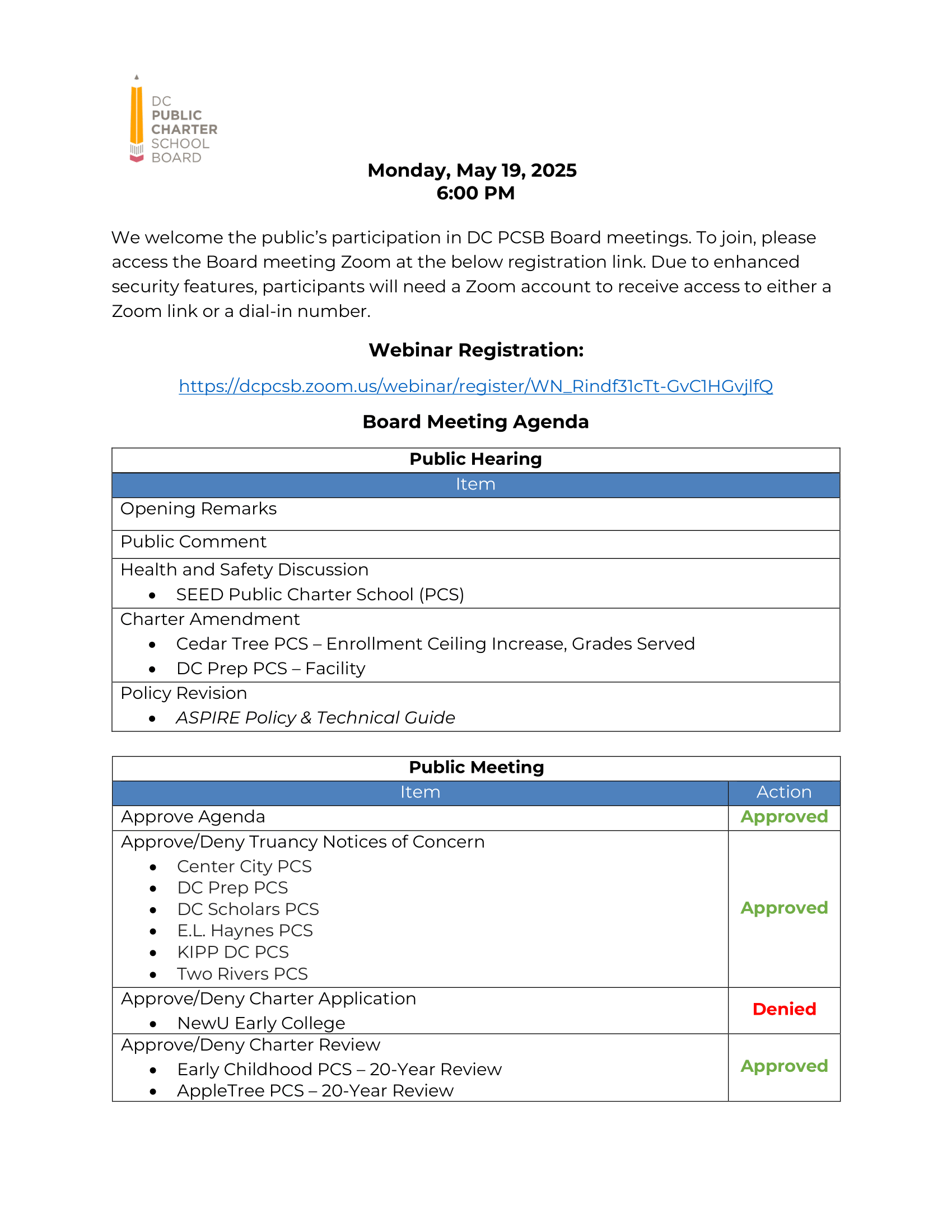 Agenda