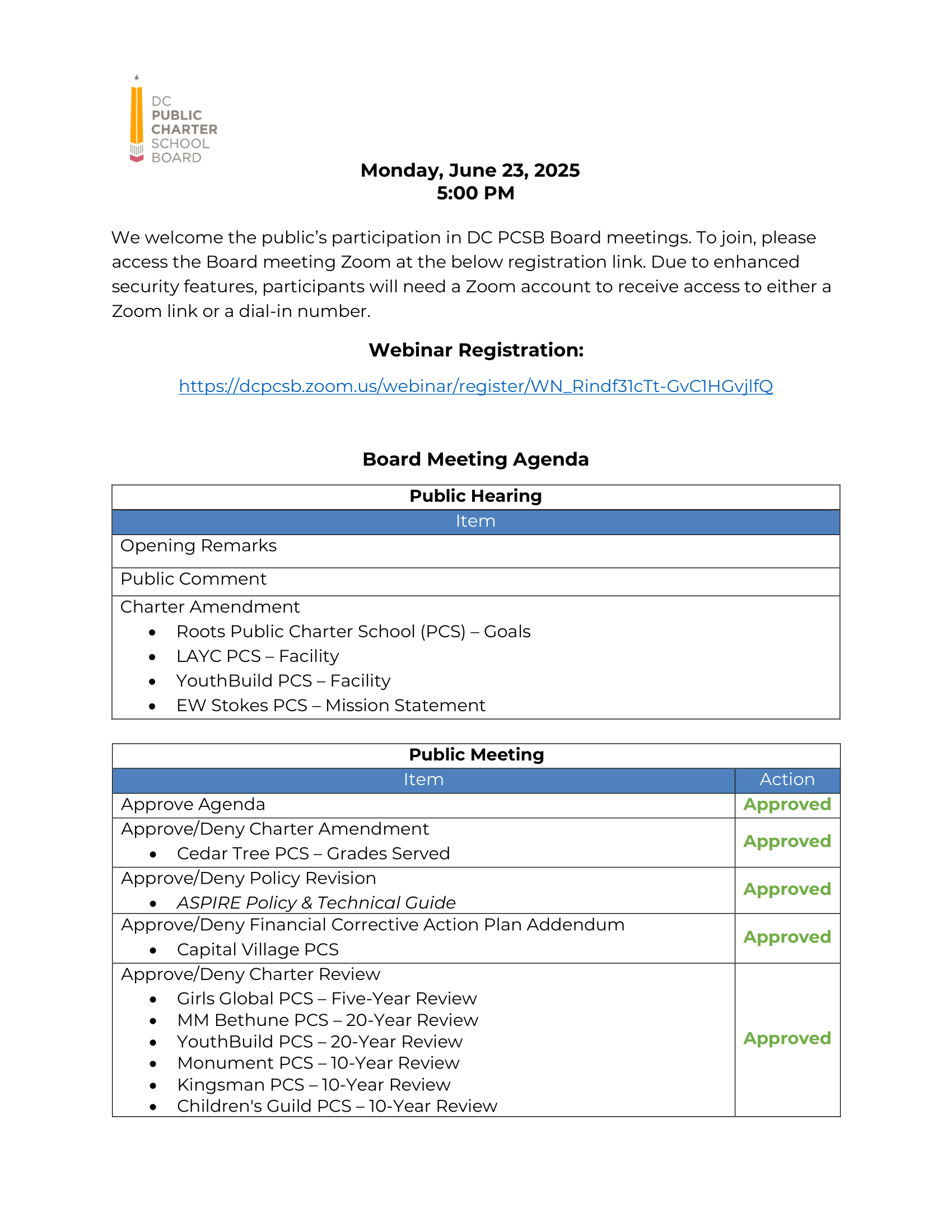 Agenda