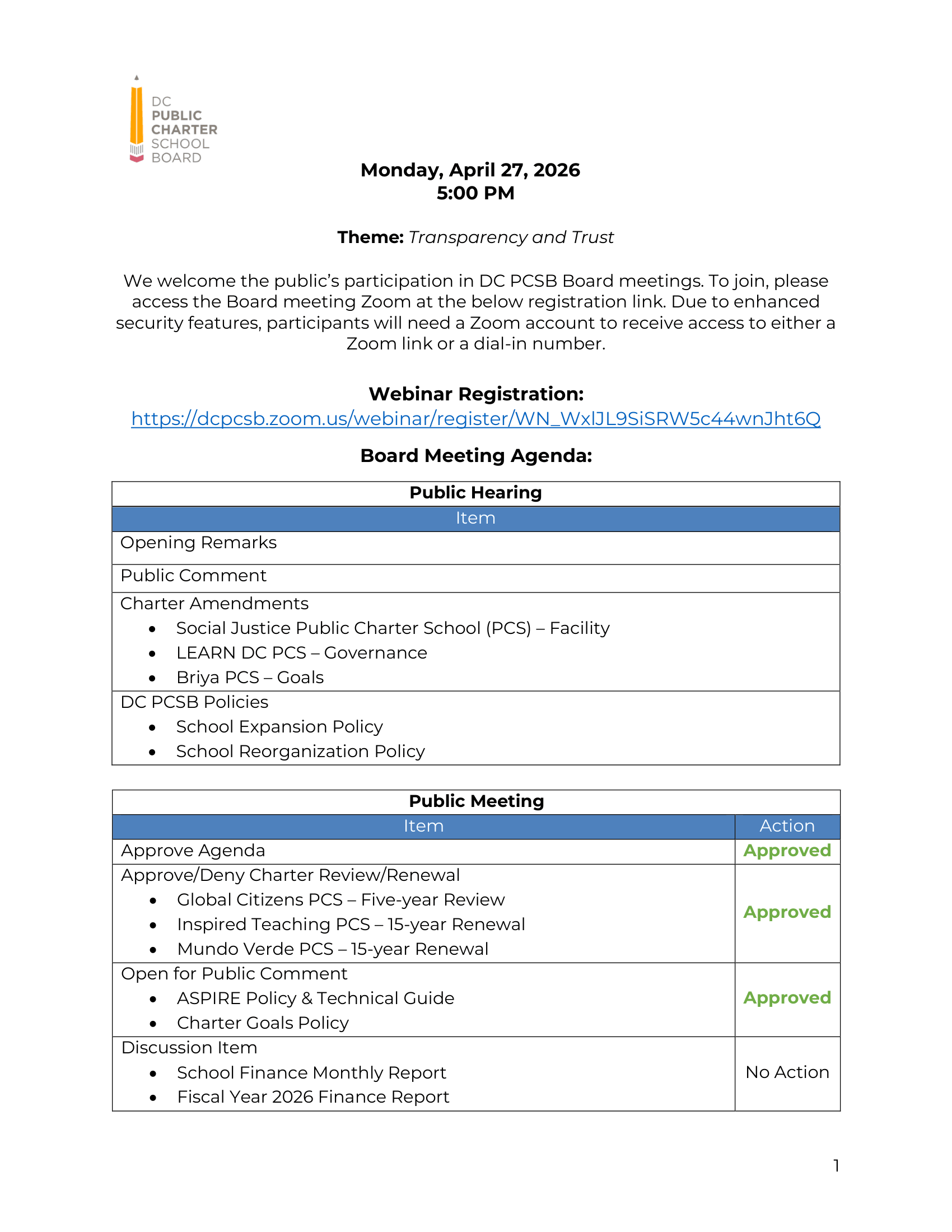Agenda