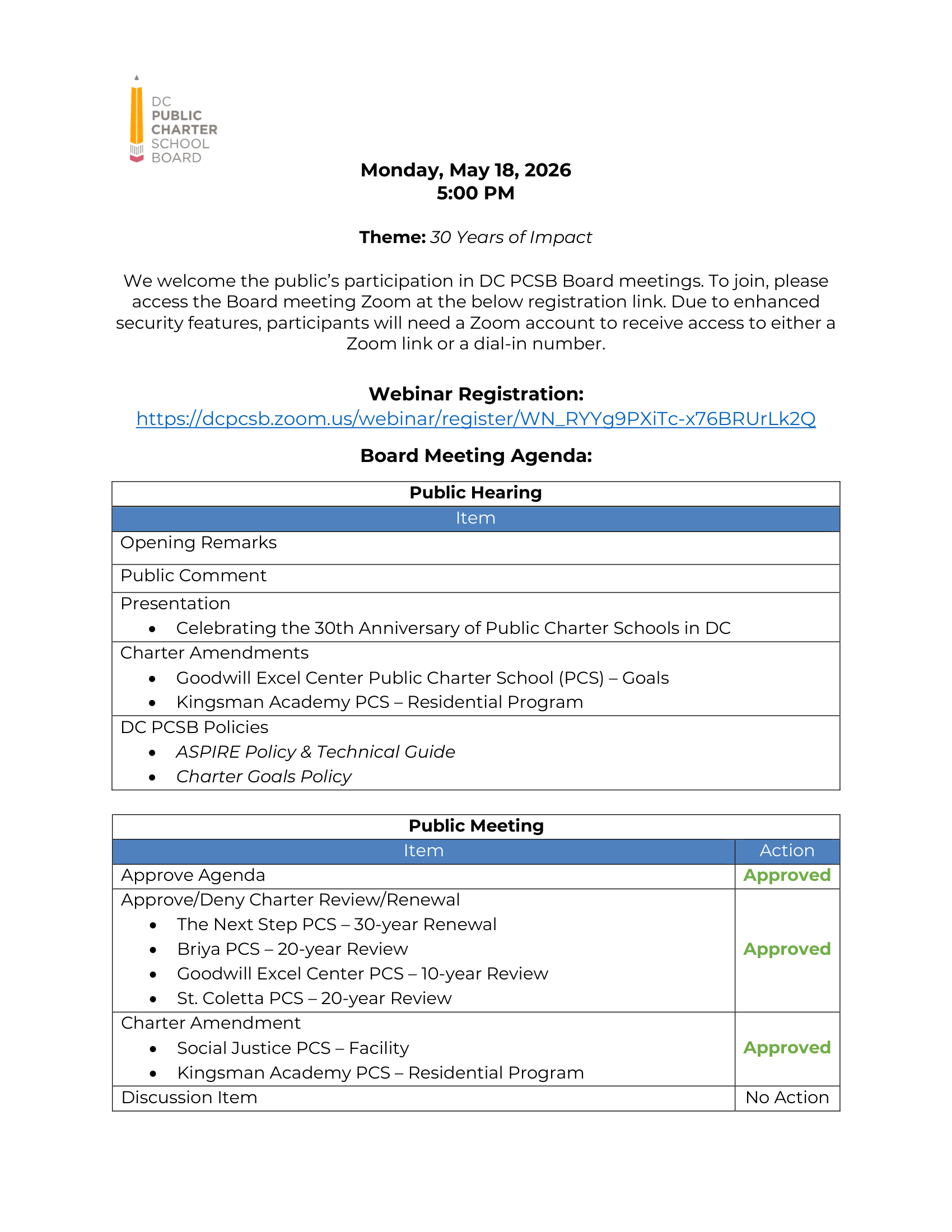 Agenda