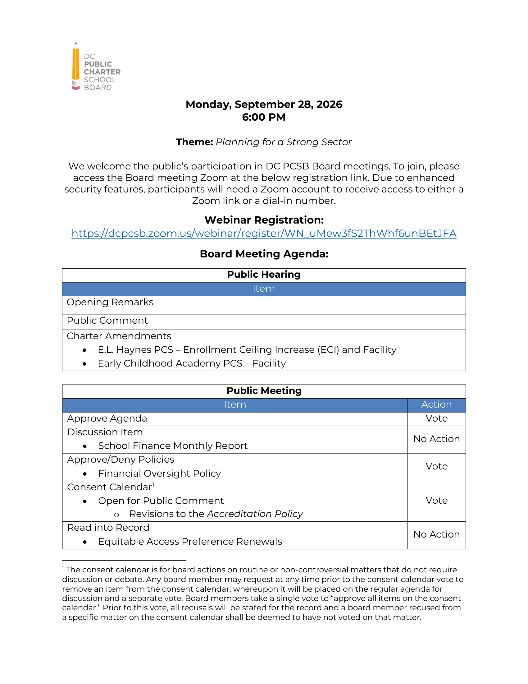 agenda