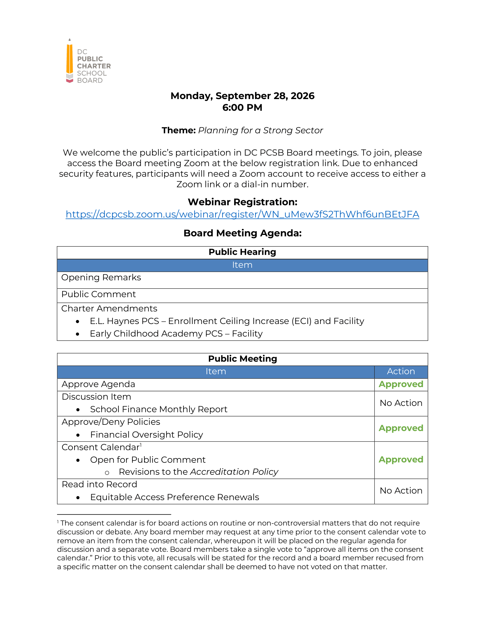agenda