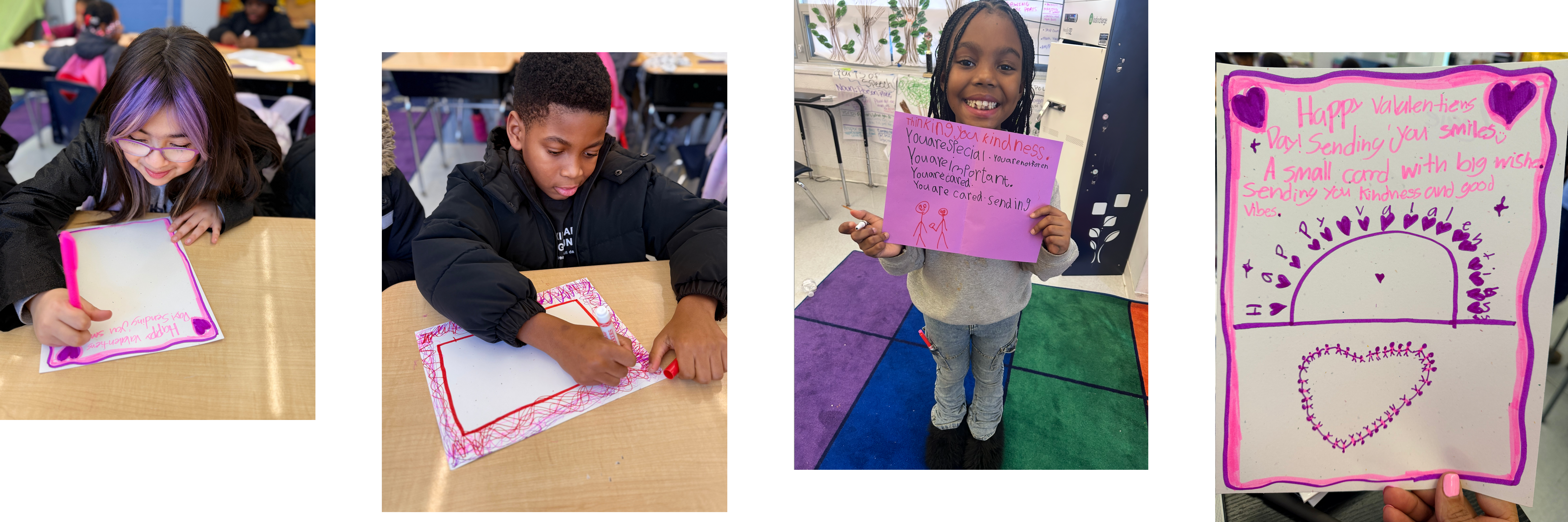 selection of images of students making valentine cards