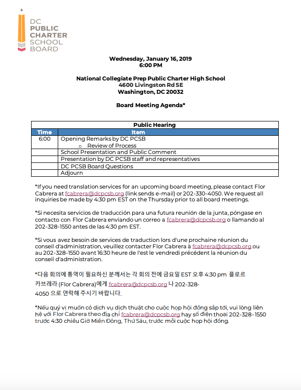 Public Hearing January 2019 Dc Pcsb Public Hearing January 2019 Dc Pcsb