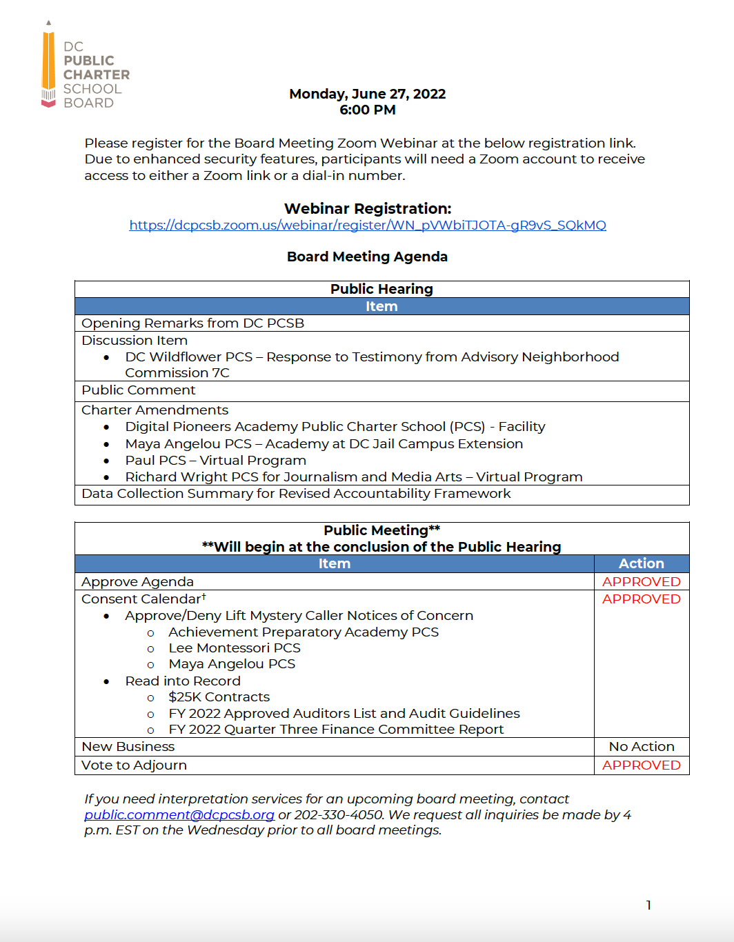 DC PCSB June 2022 Board Meeting Agenda