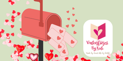 Valentine's day imagery of writing Valentine's cards over a light green background