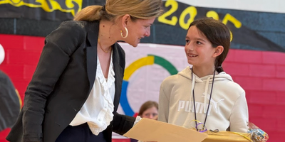 image of a student participating in a spelling bee
