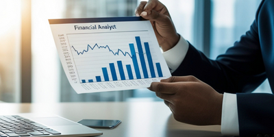 image of hands holding a financial analysis graph on paper