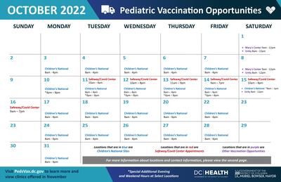 October 2022 Vaccine Clinic Dates