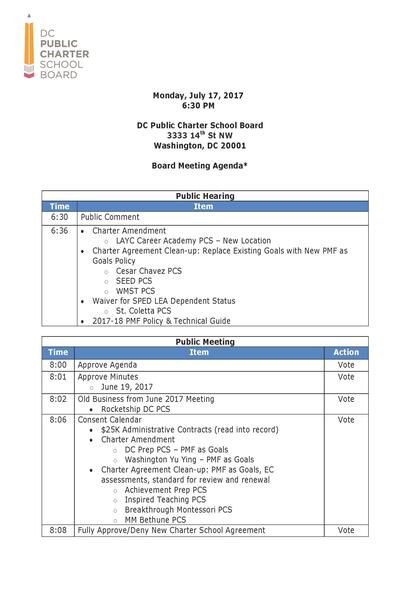 Board Meeting Agenda