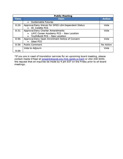 Board Meeting Agenda