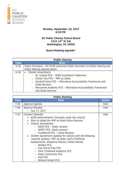 Board Meeting Agenda