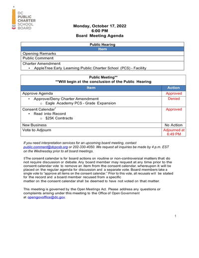 DC PCSB October Board Meeting 2022