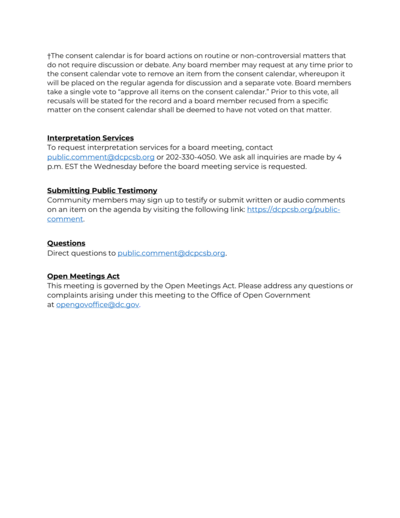 DC PCSB March Board Meeting Agenda pt. 2