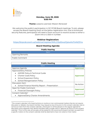 Agenda