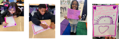 selection of images of students making valentine cards
