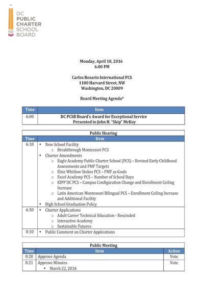 Board Meeting Agenda