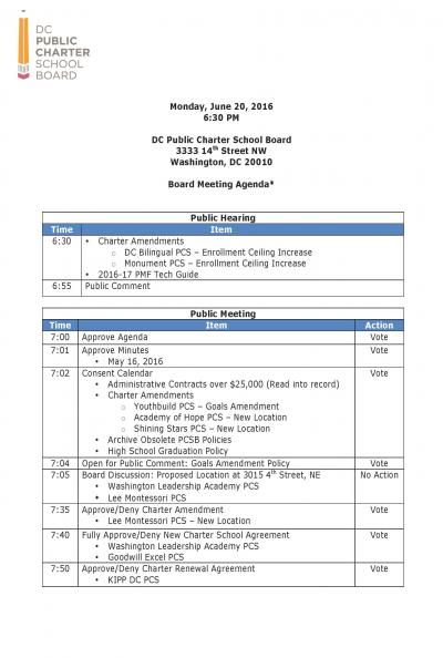 Board Meeting Agenda