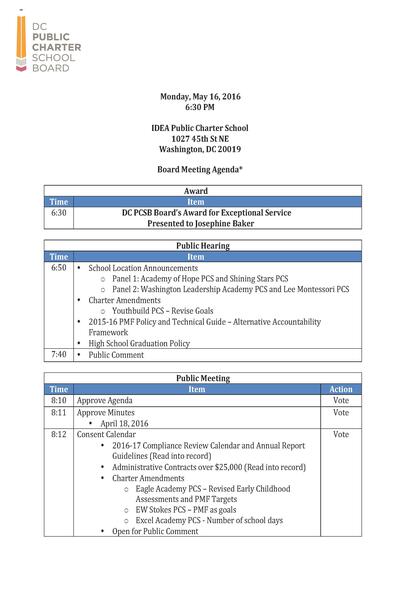 Board Meeting Agenda