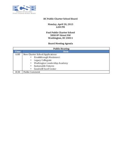 Board Meeting Agenda