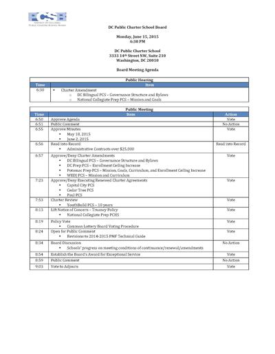 Board Meeting Agenda