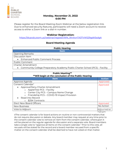DC PCSB November Board Meeting 2022
