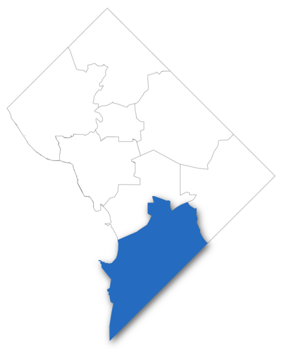 DC Ward 8 highlighted in blue