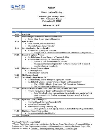 Board Meeting Agenda