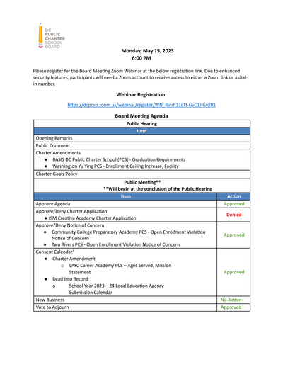 DC PCSB May Board Meeting Agenda Final