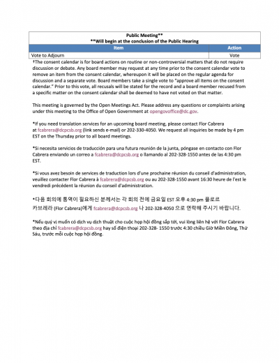 Board Meeting Agenda