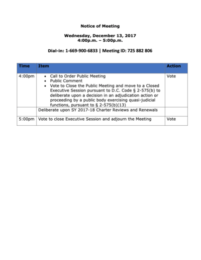 Special Board Meeting Dec 2017