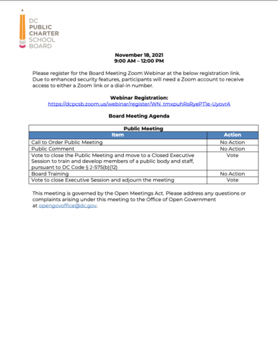 November 11/18/21 Agenda