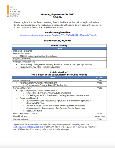 September 2022 Board Meeting