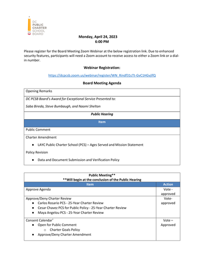 Agenda (Updated)