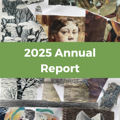 cropped image of the Annual Report's cover under a green banner with white text that reads "2025 Annual Report"