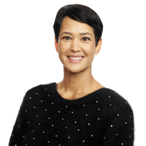headshot of a women with short dark hair and a dark sweater